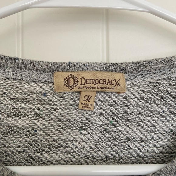 Democracy women’s faux leather knit pocket long fall winter sleeve top medium - Picture 4 of 8